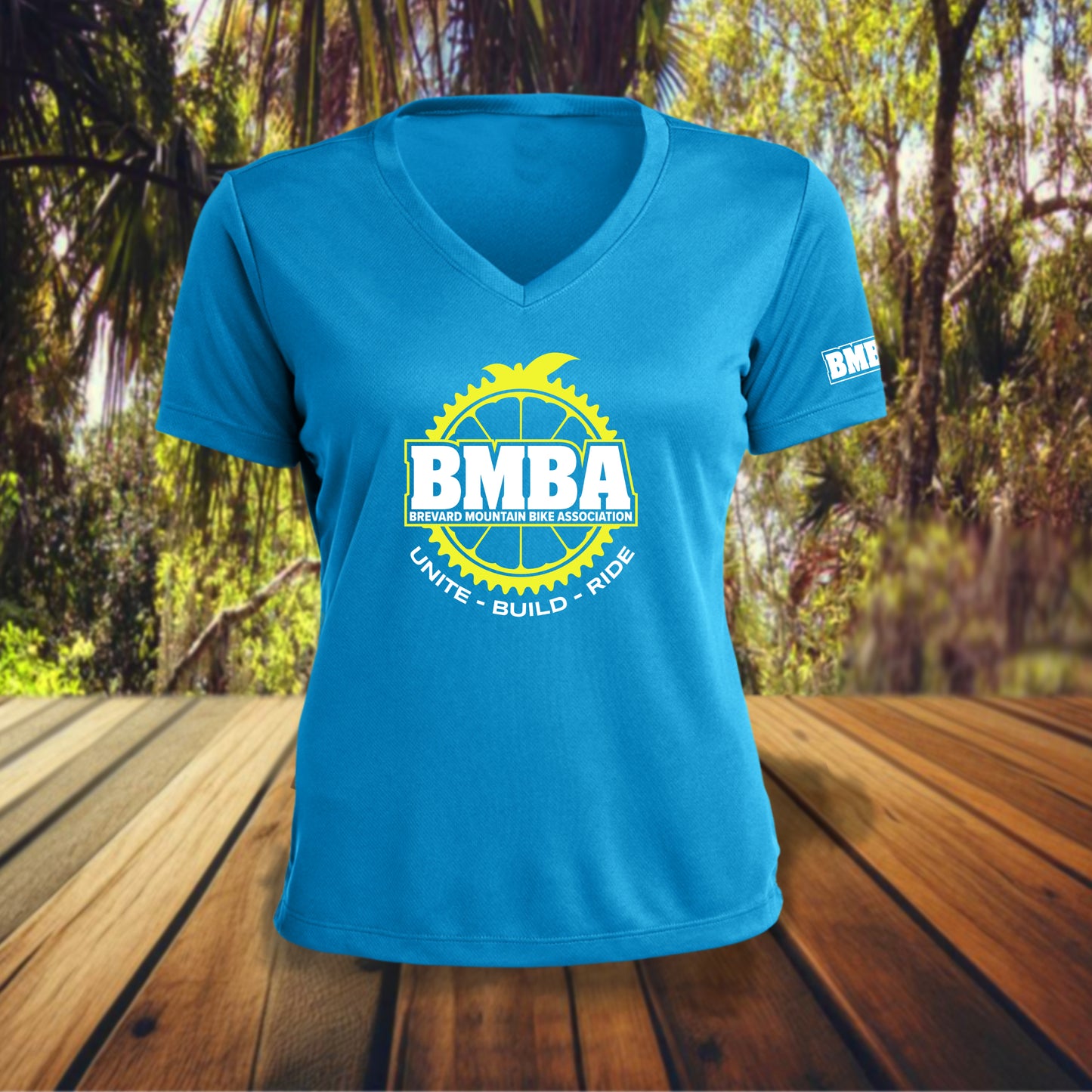 Ladie's Riding Jersey - Sky Blue - Yellow/White BMBA Logo