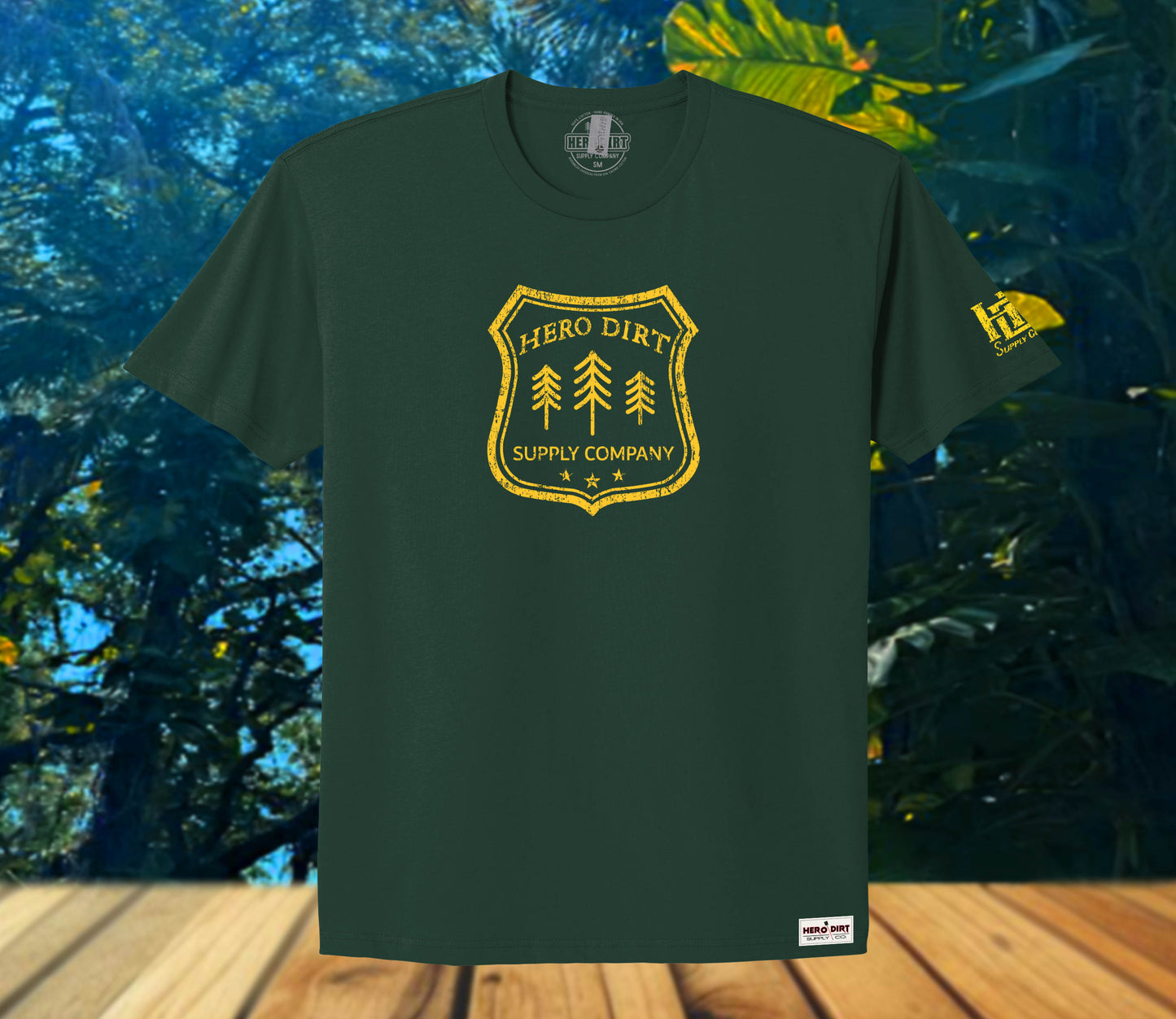 Unisex Tee - Hero Dirt Forest Service - Forest Green/Yellow