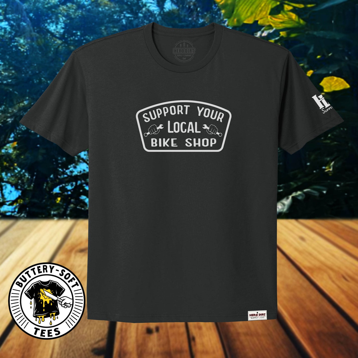 Unisex Tee - Support Your LBS Badge - Graphite Black/White