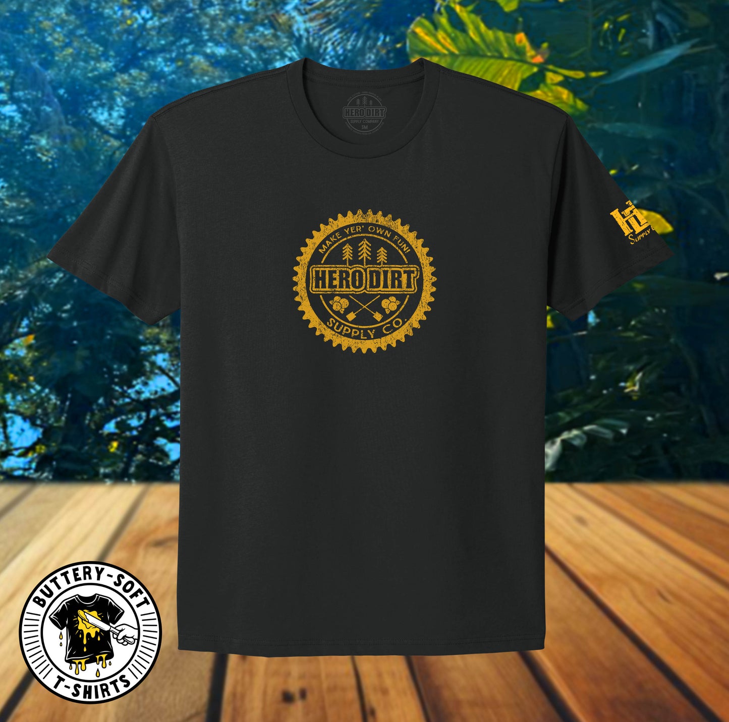 Unisex Tee - Hero Dirt Elemental Logo - Graphite Black/Yellow