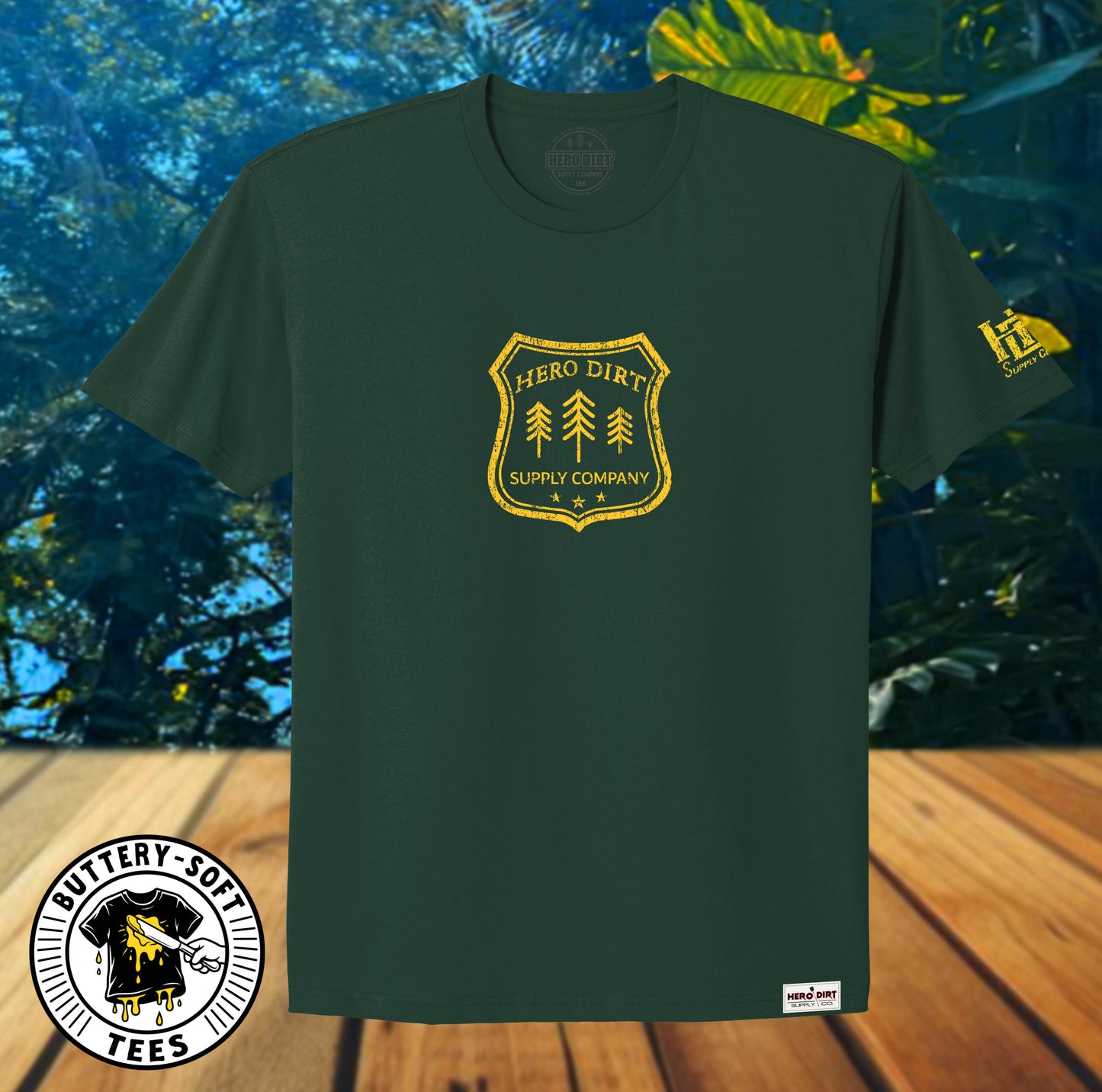Unisex Tee - Hero Dirt Forest Service - Forest Green/Yellow