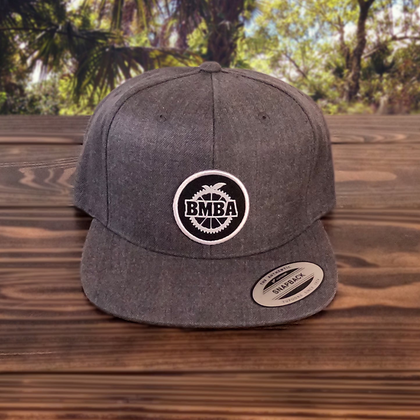Yupoong 6089M - Classic Snapback - Dark Heather - Woven BMBA Round BW Logo