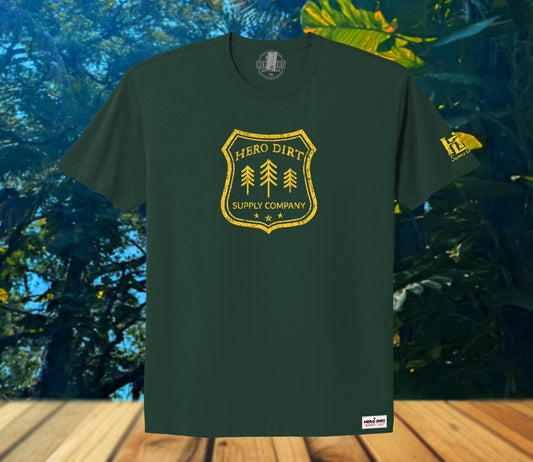 Unisex Tee - Hero Dirt Forest Service - Forest Green/Yellow