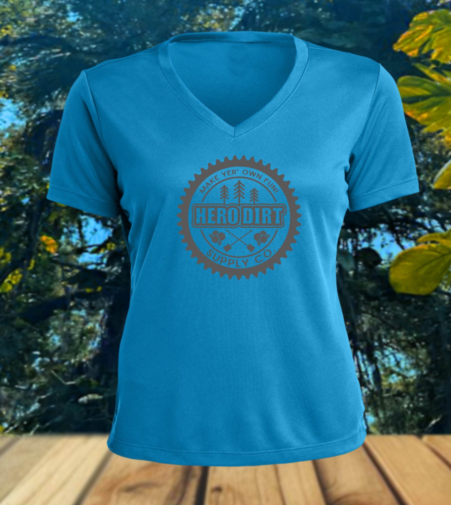 Ladie's Riding Jersey - Hero Dirt Elemental Logo - Pond Blue/Gray
