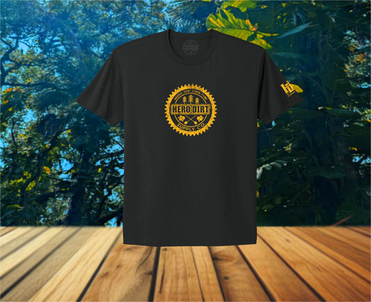 Unisex Tee - Hero Dirt Elemental Logo - Graphite Black/Yellow