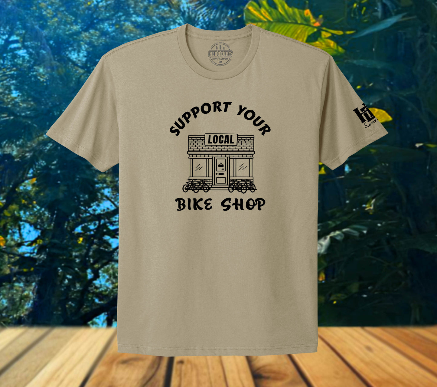 Unisex Tee - Support Your LBS Shop - Tan/Black