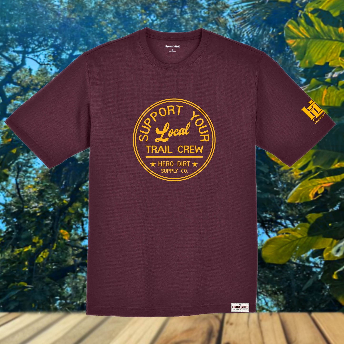 Unisex Jersey - Support Your Local Trail Crew - Maroon/Yellow