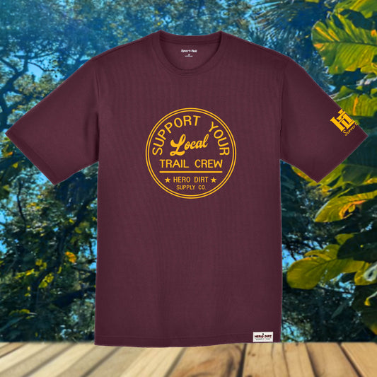 Unisex Jersey - Support Your Local Trail Crew - Maroon/Yellow